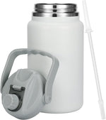 Load image into Gallery viewer, 1 Gallon Thermosflask with Straw, 135oz Stainless Steel Insulated Water Bottle，4L Oversized Double Wall Vacuum Jug with Handle for Hot Cold Drinks, Wide mouth Icebuckets for Hiking Sports(White)