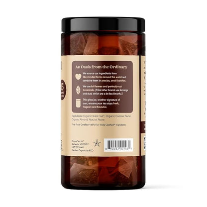 Paromi Coconut Almond Organic Black Tea, Signature Jar, 15 Count (Pack of 6)