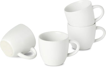 Hasense Ceramic 3 OZ Espresso Cups, Porcelain Espresso Demitasse Cups Set of 4 for Double shot, Lungo and Ristretto, Tiny Italian Expresso Shot Coffee Mugs for Home and Office, White