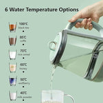 Load image into Gallery viewer, BUYDEEM Health Pot K2763 Lite, Glass Electric Kettle for Tea &amp; Coffee, Hot Water Boiler and Wamer with Stew Pot, Temperature Control, Green, 1.5L