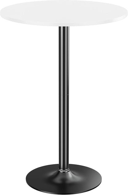 Shahoo Round Bar Table, Cocktail Tables with Metal Base & MDF Top, for Bistro Pub, Cafe, White