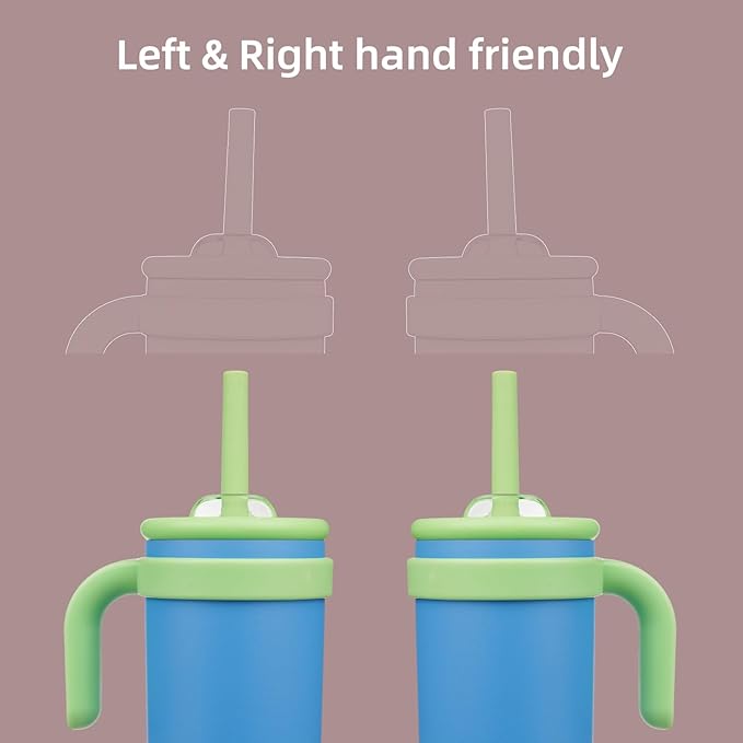 18 oz Tumbler with Side Handle, Insulated Water Bottle with Straw and 2 in 1 Lid, Stainless Steel Cup Travel Coffee Mug for Sports Office Gym,Sky Blue