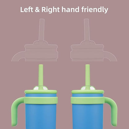 18 oz Tumbler with Side Handle, Insulated Water Bottle with Straw and 2 in 1 Lid, Stainless Steel Cup Travel Coffee Mug for Sports Office Gym,Sky Blue