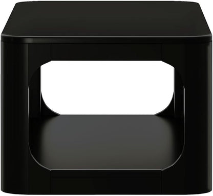 Plank+Beam Forma Coffee Table, Solid Wood 48 Inch Modern Coffee Table with Shelf, Contemporary Center Table with Storage Space, Rectangle Tea Table with Storage, Black