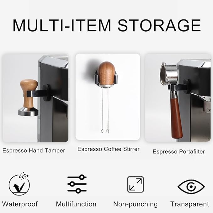 Wall Mounted Magnetic Hand Tamper Holder,Portafilter Organizer Fit for Storage 51, 54, 58MM Espresso Tamper,Portafilter,Espresso Coffee Stirrer,1Pieces