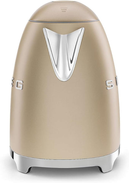 SMEG 50's Retro Style 7 Cup Electric Water Kettle with Automatic Shutoff, Removable Base, and Water Indicator, KLF03CHMUS, Matte Campagne