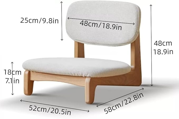 Vintage Tatami Chairs, Meditation Chair with Back Support, Floor Chairs with Cushion, Accent Meditation Floor Seat for Bay Window, Living Room, Bedroom