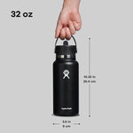 Load image into Gallery viewer, Hydro Flask Water Bottle - Insulated Stainless Steel - Wide Straw Lid, Non Spill, Leakproof in 32 Oz Black