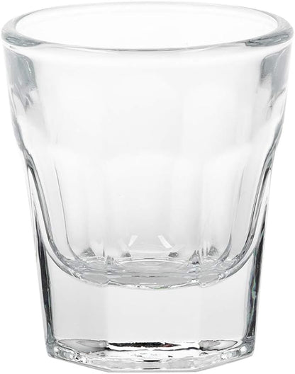 Restaurantware Otto 1 Ounce Shot Glasses Set Of 6 Paneled Whiskey Shot Glasses - Fine-Blown Heavy Base Dishwasher-Safe Clear Glass Shot Glass Set Chip-Resistant For Whiskey Tequila or Vodka