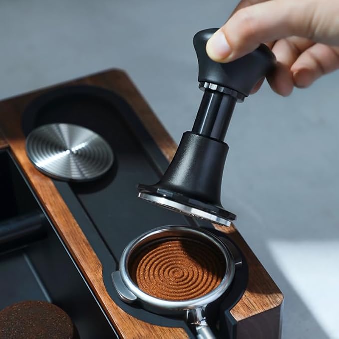 Coffee Expresso Hand Tamper 3 Spring Loaded Calibrated 30lbs Sound Feedback for Espresso Machine 58mm Black