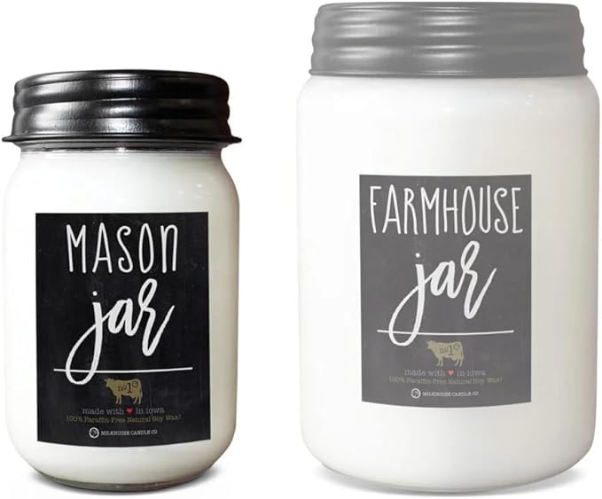 Milkhouse Candle Company - First Snowfall - 13oz Beeswax and Soy Candles - Farmhouse Collection - 100% Natural, Paraffin Free, with Premium Fragrance Oil, Glass Jars with Lids