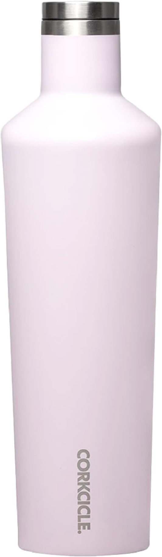 Corkcicle Insulated Canteen, Powder Puff, 25 oz – Cupholder Friendly Water Bottle with Screw-On Cap Keeps Drinks Cold for 25hrs, Hot 12hrs