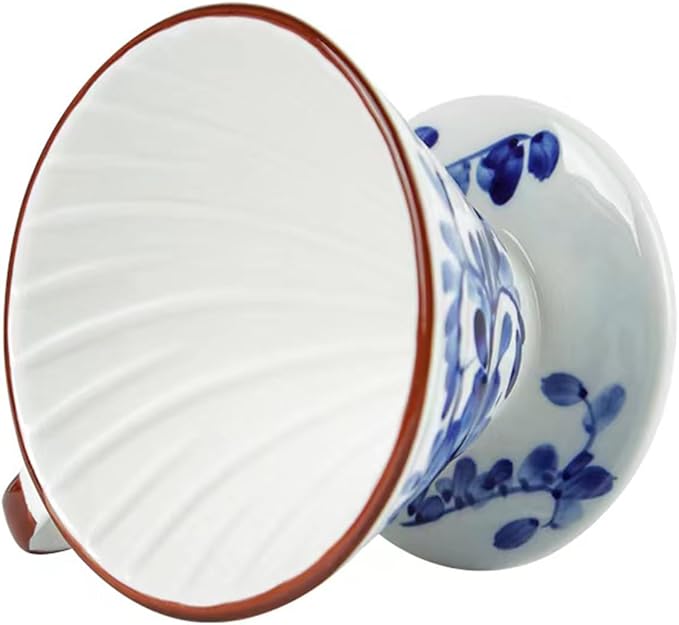 Ceramic Pour Over Coffee Dripper, Hand painted Coffee Drip Filter, Ceramic Slow Brewing Accessories for Home, Cafe, Restaurants (V01,1-2Cups) (Style C)