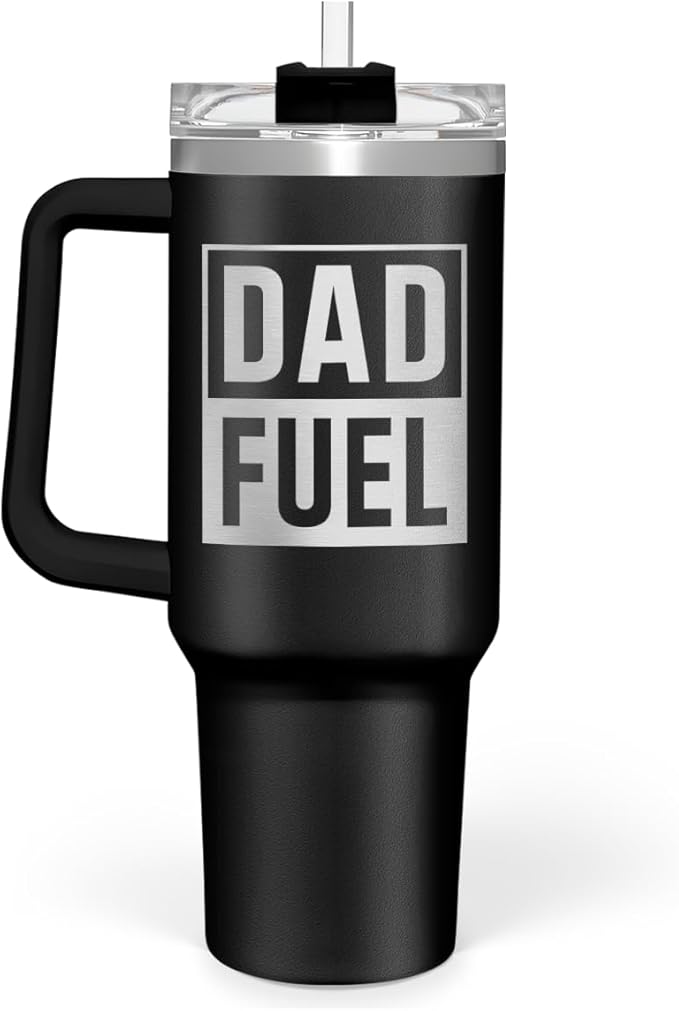 Dad Gifts from Daughter Son, Dad Fuel Tumbler with Handle 40oz, Stainless Steel Insulated Cup Gift Set with Lid & Straw, Coffee Tumblers for Dads Father's Day Birthday Christmas