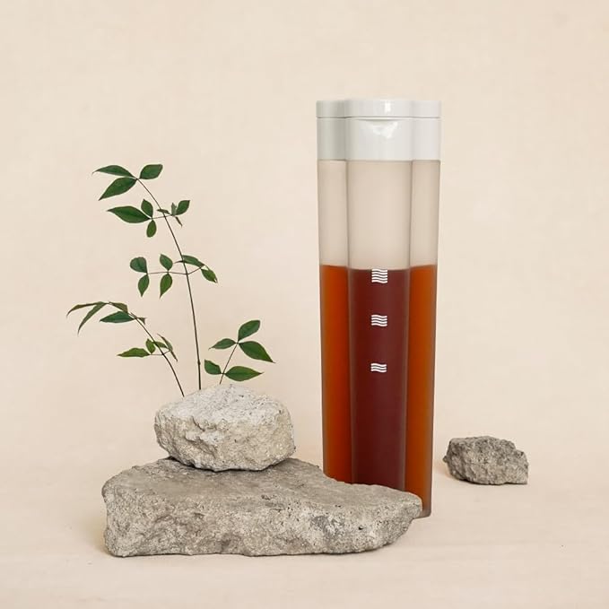 watchget 600ml/20oz Portable Cold Brew Coffee Maker with 300-Mesh Fine Filter & Airtight Seal, Leak-Proof Geometric Petal Design for Home Use, Iced Tea and Coffee Brewer Space Saving Pitcher