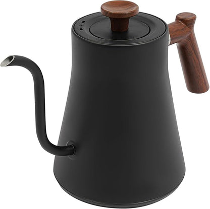 Electric Gooseneck Kettle, 1200W Precision Gooseneck Spout Designed with LED display, Digital Goose Neck Kettle for Quick Heat Up, Stainless Steel, Black, 0.9 Liter