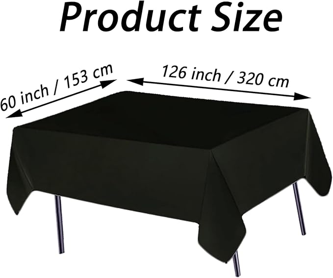 10 Pack Black Table Cloth Rectangle Table Cloths for 8 Foot Rectangle Tables 60 X 126 Inch Washable Polyester Table Covers, Reusable & Wrinkle Resistant for Weddings, Parties, Events, and Everyday Use