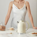 Load image into Gallery viewer, ASCOT Electric Kettle, Stainless Steel Electric Tea Kettle Gifts for Men/Women/Family 1.5L 1500W Retro Tea Heater &amp; Hot Water Boiler, Auto Shut-Off and Boil-Dry Protection (Cream)