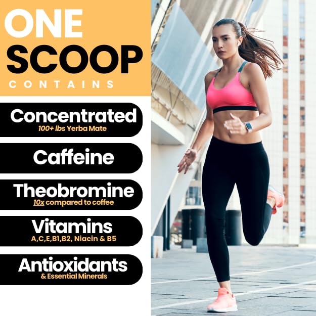 LivMatte Yerba Mate Instant Tea Powder-Natural Caffeine Flavored Drink Mix, Sugar-Free, Clean Energy, Mental Focus + Wellness Support I 30 Servings (Peach Mango)