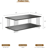 Load image into Gallery viewer, 43" Acrylic Coffee Table with Black Wood Top, Minimalist Stylish Modern Rectangular Center Tables for Living Room, Led Living Room Table with Storage Shelf &amp; Acrylic Frame for Small Space