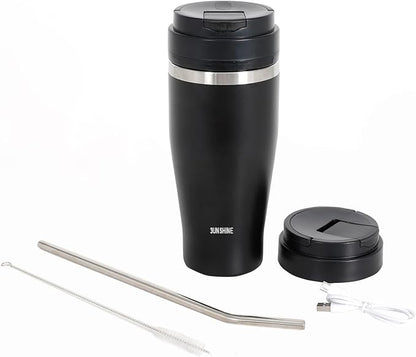 Ice Shave 2-in-1 Stainless Steel Vacuum Tumbler & Cordless Blender - 28oz, Leak Resistant, Cold 24Hrs/Ice 2 Days, 120 Watts with Waterproof Charging - For Smoothies, Home/Office/Car, Black