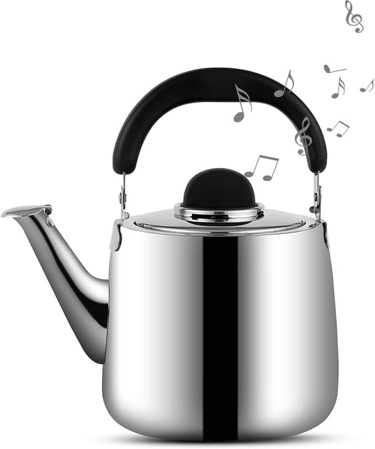 Tea Kettle,Whistling Tea kettle for Stove Top,4 QT Stainless Steel Teapot,Induction Tea Kettle Pot for Stovetop (3.8 L,Silver)