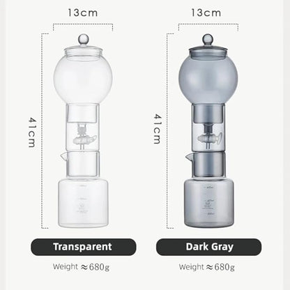 Ice Drip Coffee Maker,Cold Brew Coffee Makers Pot,20oz Cold Brew Tower Slow Drip Cold Brew Machine Borosilicate Glass Drip Coffee Machine for Household Pour Over (Transparent)