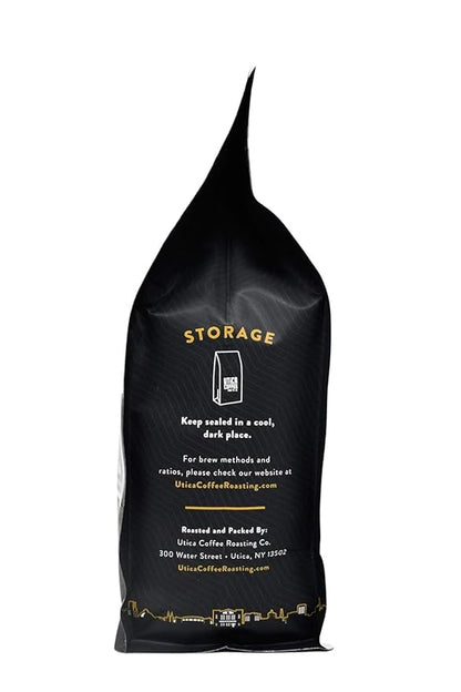 Utica Coffee Roasting Co. Decaf Cinnamon Bun | Specialty Flavored Medium Roast Ground Coffee | 16 Oz Reclosable Bag