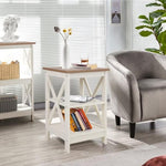 Load image into Gallery viewer, PHI VILLA End Table Living Room Set of 2, Farmhouse Bed Side Table Nightstands for Bedroom, Ivory White Small Side Table