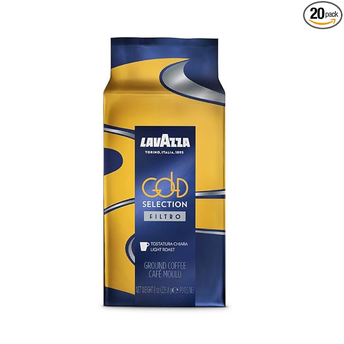 Lavazza Gold Selection Filtro Ground Coffee Light Roast 8 Ounce (Pack of 20)