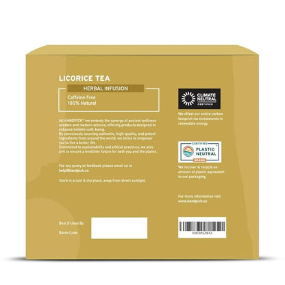 HANDPICK, Licorice Root Tea Bags (50 Count, 2g/tea bag) Licorice Tea | Non-GMO, Caffeine Free | Goodness of Cinnamon, Blackpepper, Clove, Cardamom & Ginger