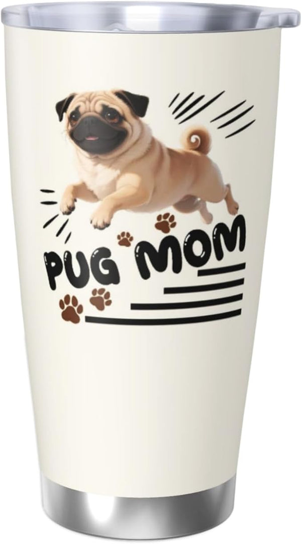Best Pug Mom Gifts for Women, 20 Oz Pugs Lover Travel Tumbler Mugs with Pugs, Travel Mug Gift for Pug Mom