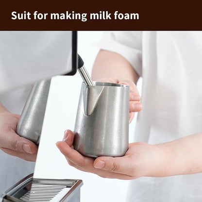watchget Stainless Steel Milk Frothing Pitcher 12oz/350ml - Espresso Steaming Pitcher for Cappuccino, Latte Art, Coffee Machine Accessories Milk Jug Coffee Frother Cup, Matte Vintage