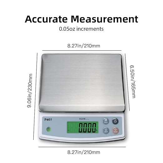 Polit KOIN Digital Food Scale 40lb – High-Capacity Rechargeable Kitchen & Packing Scale with Stainless Tray, 1g Precision and 3-Color Indicator for Baking, Meal Prep and Vendors