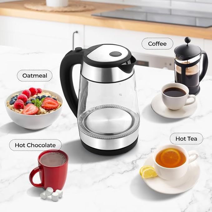 Zulay Kitchen Fast-Boiling Electric Kettle - 1.7L Hot Water Kettle 1500W With Auto Shut-Off - Water Boiler For Coffee & Tea - Boil-Dry Protection, Cool-Touch Handle, 360° Base - Black