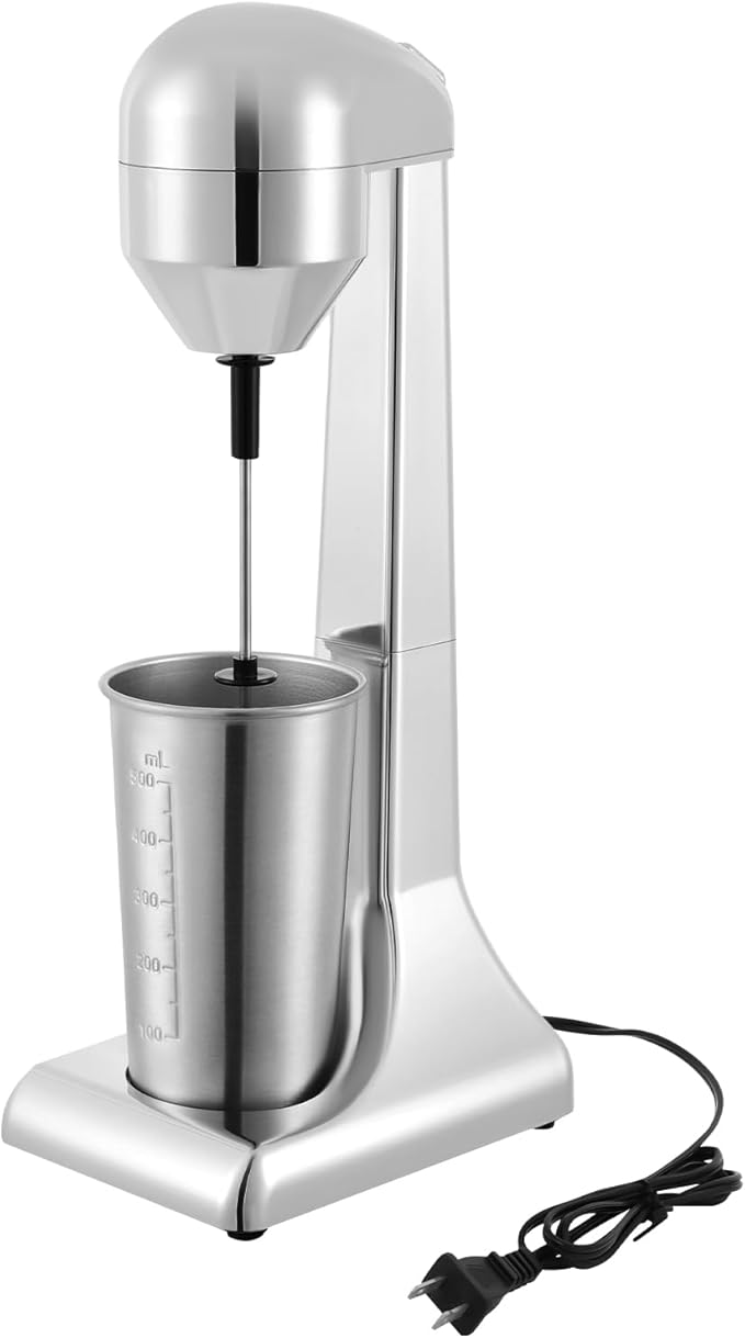 Electric Drink Mixer, Restaurant-Quality Retro Milkshake Maker & Milk Frother with 2 Speeds and 17 oz. Stainless Steel Cup, Smoothie Ice Cream Mixer for Commercial and Home