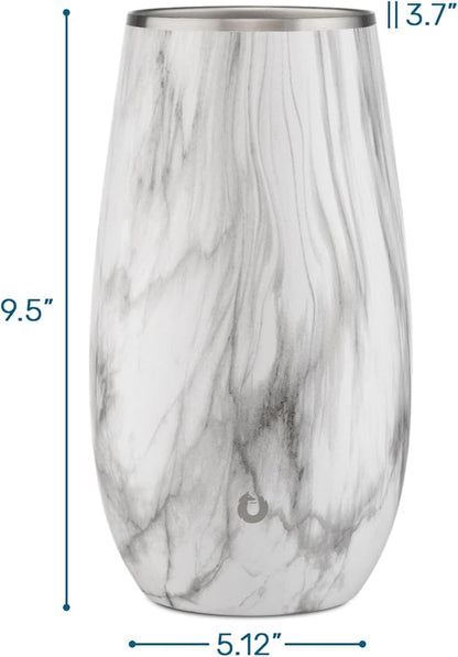 SNOWFOX Premium Vacuum Insulated, Triple Walled, Stainless Steel Wine Chiller w/Optimal fit to keep wine cold longer. Fits most Wine and Champagne Bottles. Non-Slip Silicon Base, Marble