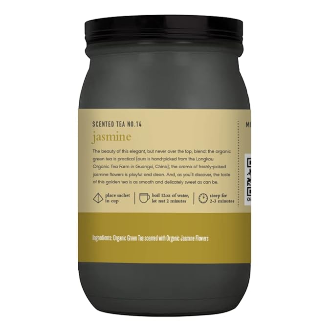 Paromi Jasmine Organic Green Tea, Signature Jar, 15 Count