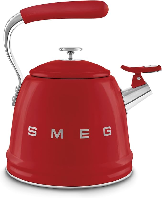 SMEG Retro Stovetop Whistling Kettle – 2.4Q (Red)