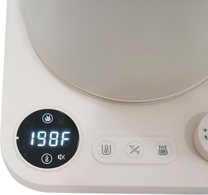 Electric Gooseneck Kettle, Temperature Control Kettle 0.9L Coffee Pot with Heating Base for Home Office Hotel Restaurant White