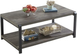 Load image into Gallery viewer, EXCEFUR Coffee Table with Storage Shelf, Rustic Wood and Metal Cocktail Table for Living Room, Grey