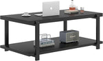 Load image into Gallery viewer, FOLUBAN Black Coffee Table, Modern Rustic Wood Center Table with Storage for Living Room, Industrial Rectangle 2 Tier Cocktail Tea Table, Black Oak