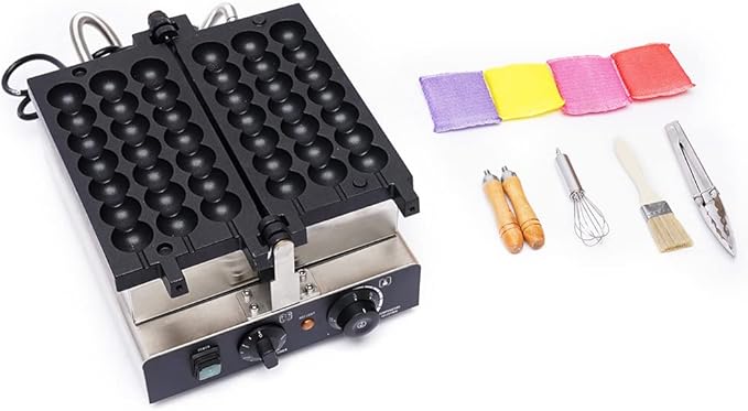 1.8KW Electric Bubble Waffle Ball Machine, Stainless Steel Pancakes Muffins Baking Machine, Portable Pancake Ball Maker for Home, Commercial (11.8 * 16.1 * 8.1in)