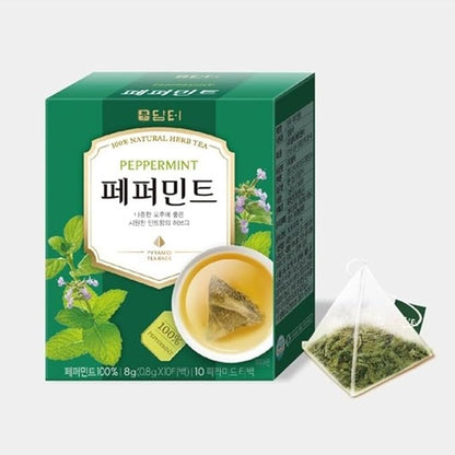 Damtuh Peppermint Tea – 100% Pure Peppermint, Caffeine-Free Herbal Tea, 10 Tea Bags (1g each)