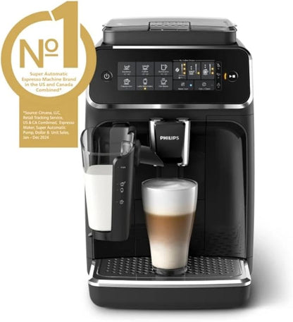 Philips 3200 Series Fully Automatic Espresso Machine, LatteGo Milk Frother, 5 Coffee Varieties, Intuitive Touch Display, 100% Ceramic Grinder, AquaClean Filter, My Coffee Choice, Black (EP3241/54)