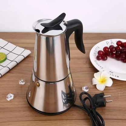 300ML Electric Moka Coffee Pot American plug Plug 6 Cups Stainless Steel Thickening Espresso Coffee Maker Italian Cuban Classic Coffee Pot