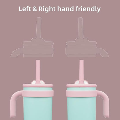 18 oz Tumbler with Side Handle, Insulated Water Bottle with Straw and 2 in 1 Lid, Stainless Steel Cup Travel Coffee Mug for Sports Office Gym,Guava