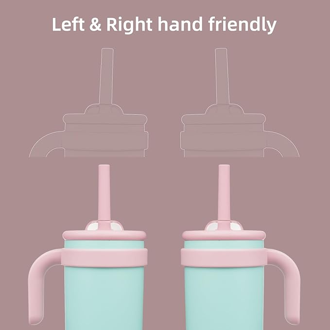 14 oz Tumbler with Side Handle, Insulated Water Bottle with Straw and 2 in 1 Lid, Stainless Steel Cup Travel Coffee Mug for Sports Office Gym,Guava