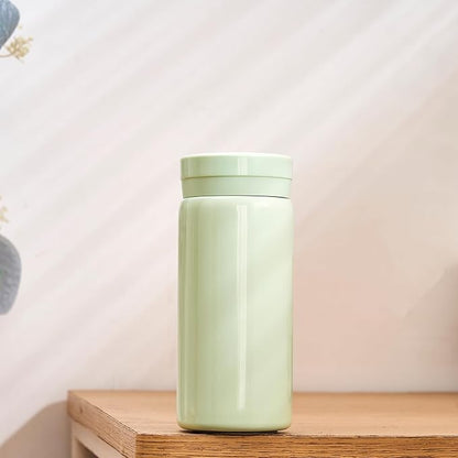 Mini Thermos Cute Water Bottle - 7 oz Tiny Insulated Vacuum 18/10 Stainless Steel Small Flask - Leak Proof & Spill Proof & Keeps Cold and Hot for Drink, Coffee, Tea - Light Green