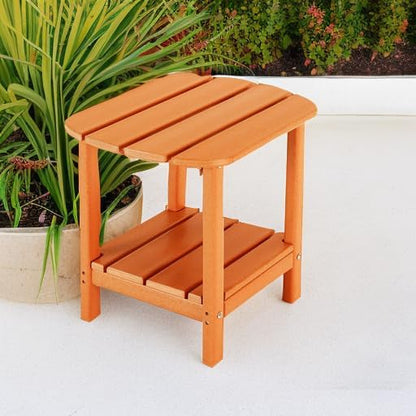 LZRS Double Adirondack Side Table, Outdoor Side Tables, End Tables for Patio, Backyard,Pool, Indoor Companion, Easy Maintenance & Weather Resistant(Orange)